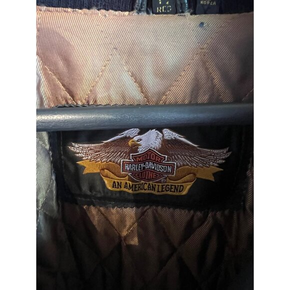 VTG Harley Davidson Black Leather, Nylon Bomber Jacket Men's Size XL Regular Fit - Picture 3 of 10